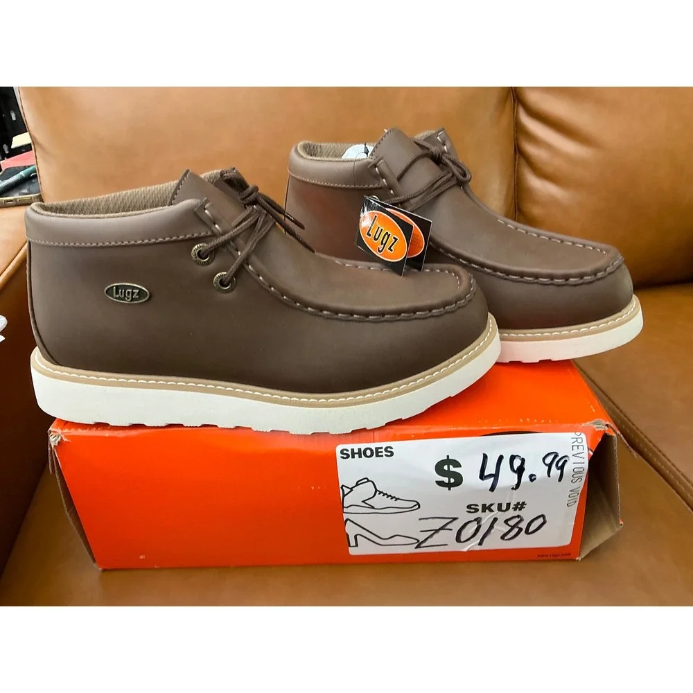 Lugz Forager Boots Men Size 10 Brown New Moc Toe Slip Resistant MFORAGEV-7620